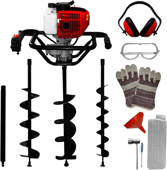 Tari¨¨re ¨¤ Essence 52cc avec 3 Forets 82cm - ? 102mm, 152mm & 200mm, Rallonge 60cm, Kit Complet pour Jardinage