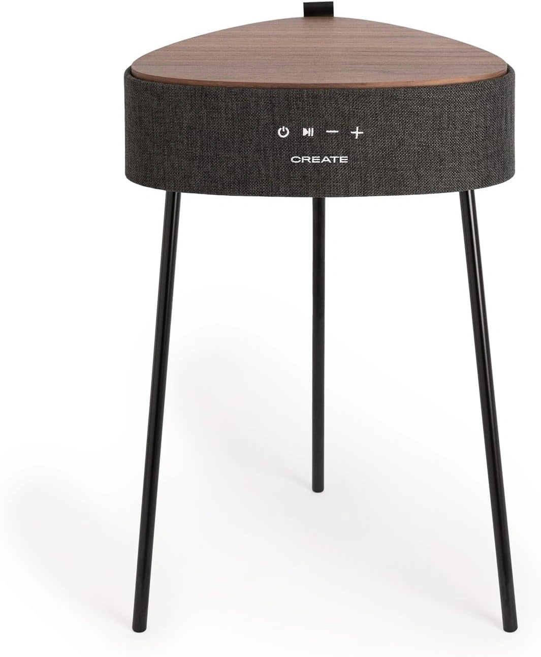 Table Haut-Parleur Bluetooth en Bois Fonc¨¦ avec Chargeur sans Fil, AUX, et Batterie 2200mAh
