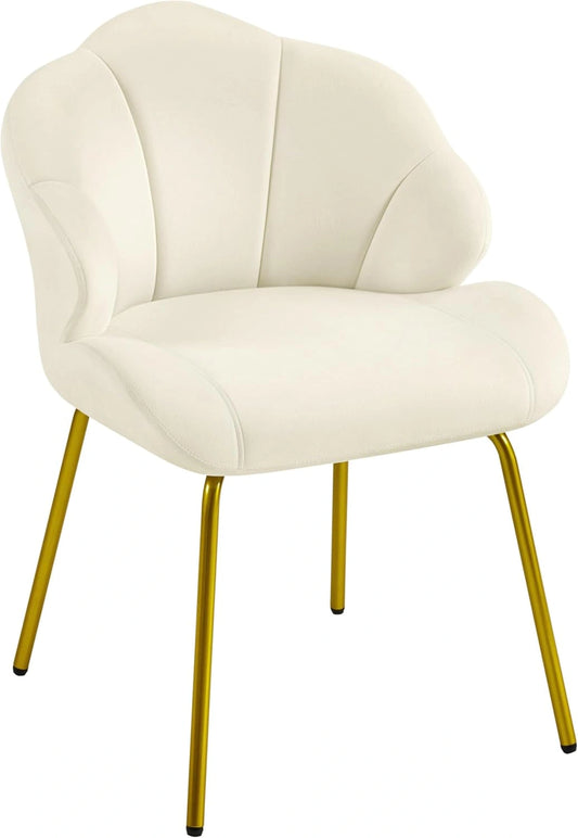 Fauteuil Moderne en Velours Beige avec Pieds en M¨¦tal Dor¨¦