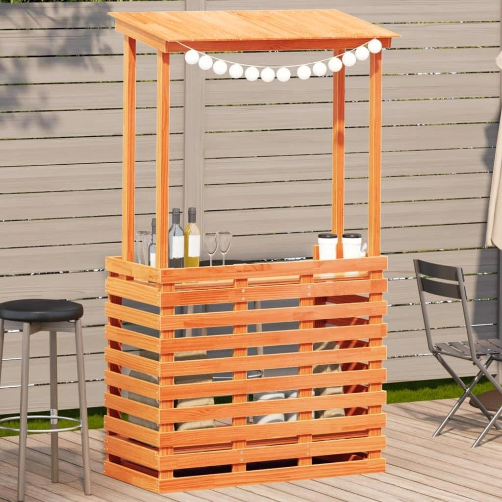 Meuble de Bar Ext¨¦rieur en Pin Massif cir¨¦ Marron avec ¨¦tag¨¨res