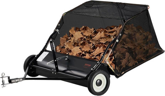 VEVOR Balayeuse ¨¤ Gazon Tra?n¨¦e 400L, Balai Ramasseur Feuilles 106,6cm, Hauteur R¨¦glable