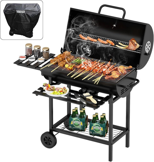 Barbecue ¨¤ Charbon XXL avec Thermom¨¨tre, Tiroir ¨¤ Cendres et Gants Anti-Chaleur