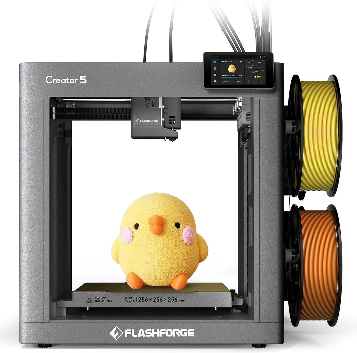 Imprimante 3D Flashforge Creator 5, Multi-Mat¨¦riaux, 4 T¨ºtes Ind¨¦pendantes, Calibrage Automatique, Jusqu'¨¤ 600 mm/s
