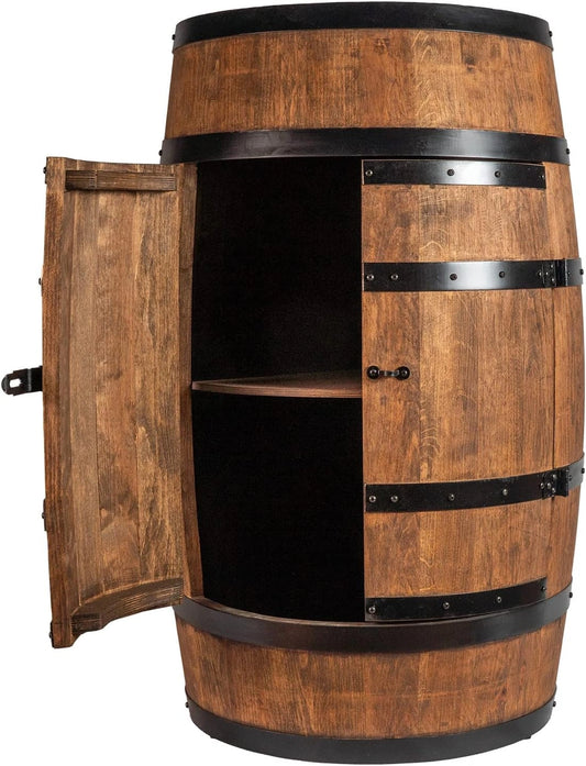 Baril de vin en bois avec porte - Meuble ¨¤ alcool - ¨¦tag¨¨re ¨¤ bouteilles - Mini bar 80 cm (weng¨¦)