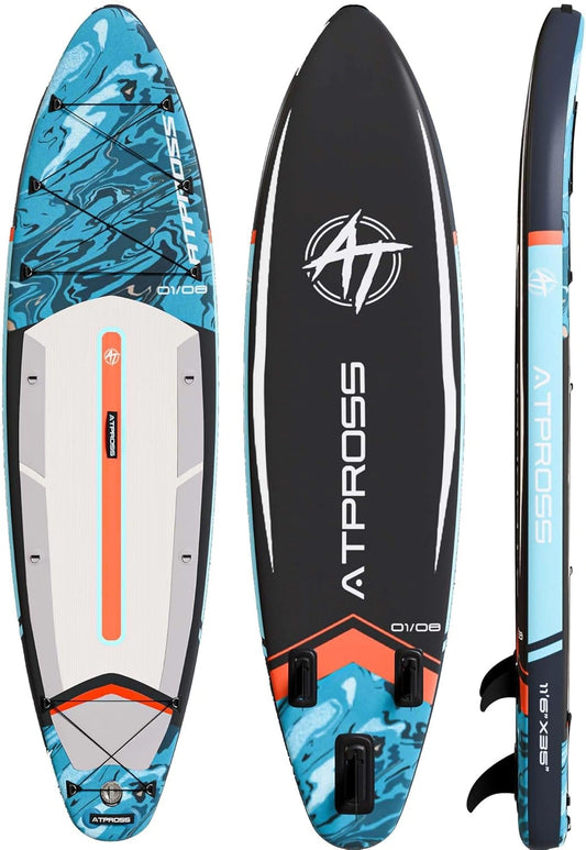 Planche de Paddle Gonflable 350 cm, 200 kg, Pour Adultes, Kit Accessoires Premium, Sac ¨¤ Dos Inclus, Antid¨¦rapante, Yoga et Kayak