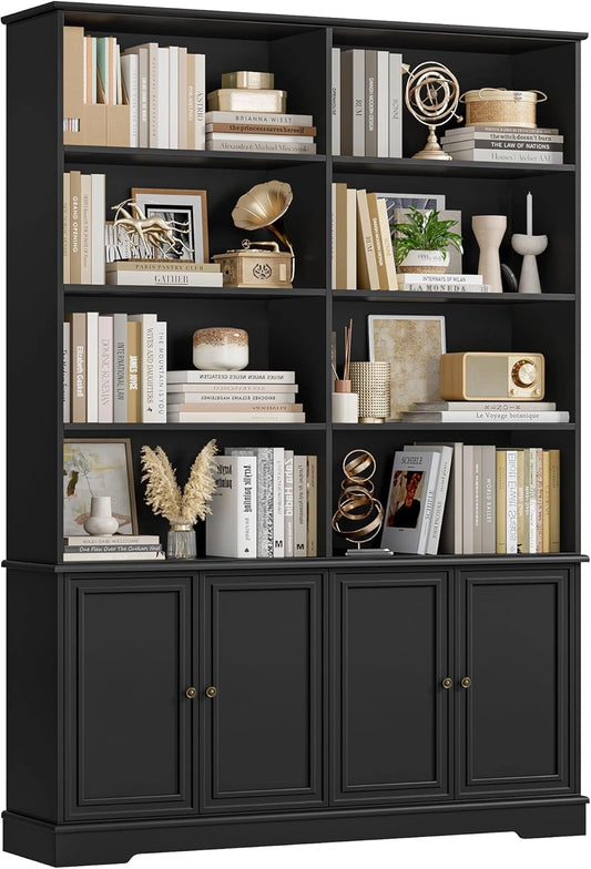 Grande Biblioth¨¨que Noire avec Portes et ¨¦tag¨¨res pour Salon ou Bureau