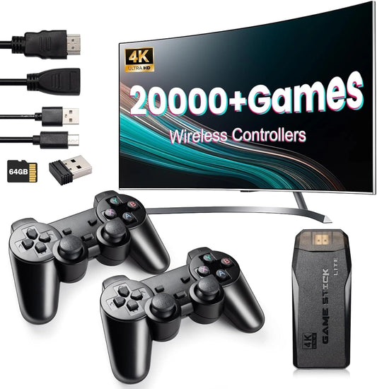 Console de Jeu R¨¦tro 128 Go avec 21 000+ Jeux, 2 Manettes, Cl¨¦ HDMI 4K, Plug & Play