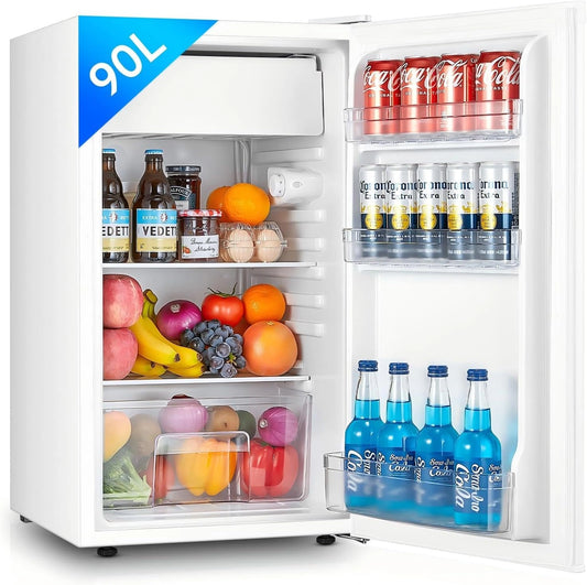 R¨¦frig¨¦rateur Compact FOHERE 91L avec Cong¨¦lateur, Porte R¨¦versible, Silencieux, Id¨¦al Bureau et Dortoir, Blanc