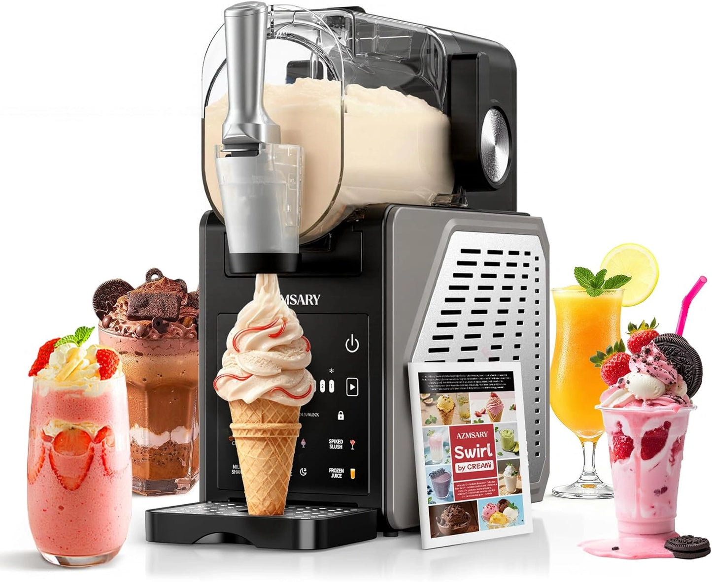 Machine ¨¤ Granita 2,5 L - Slushie Maison avec ¨¦cran LED et 6 Programmes : Glaces, Margaritas, Frapp¨¦s, Milkshakes, Nettoyage Auto, Sans Glace - Noir