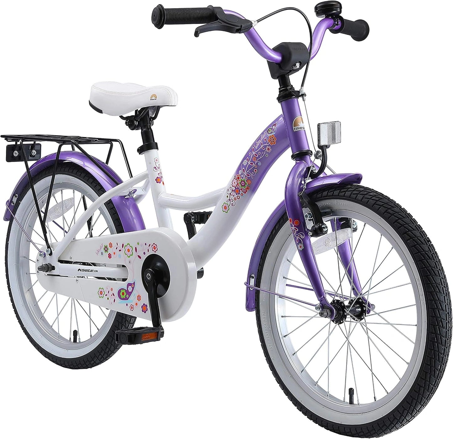 V¨¦lo Enfant 18 Pouces avec Freins pour 5-7 Ans - Couleurs Lilas et Blanc