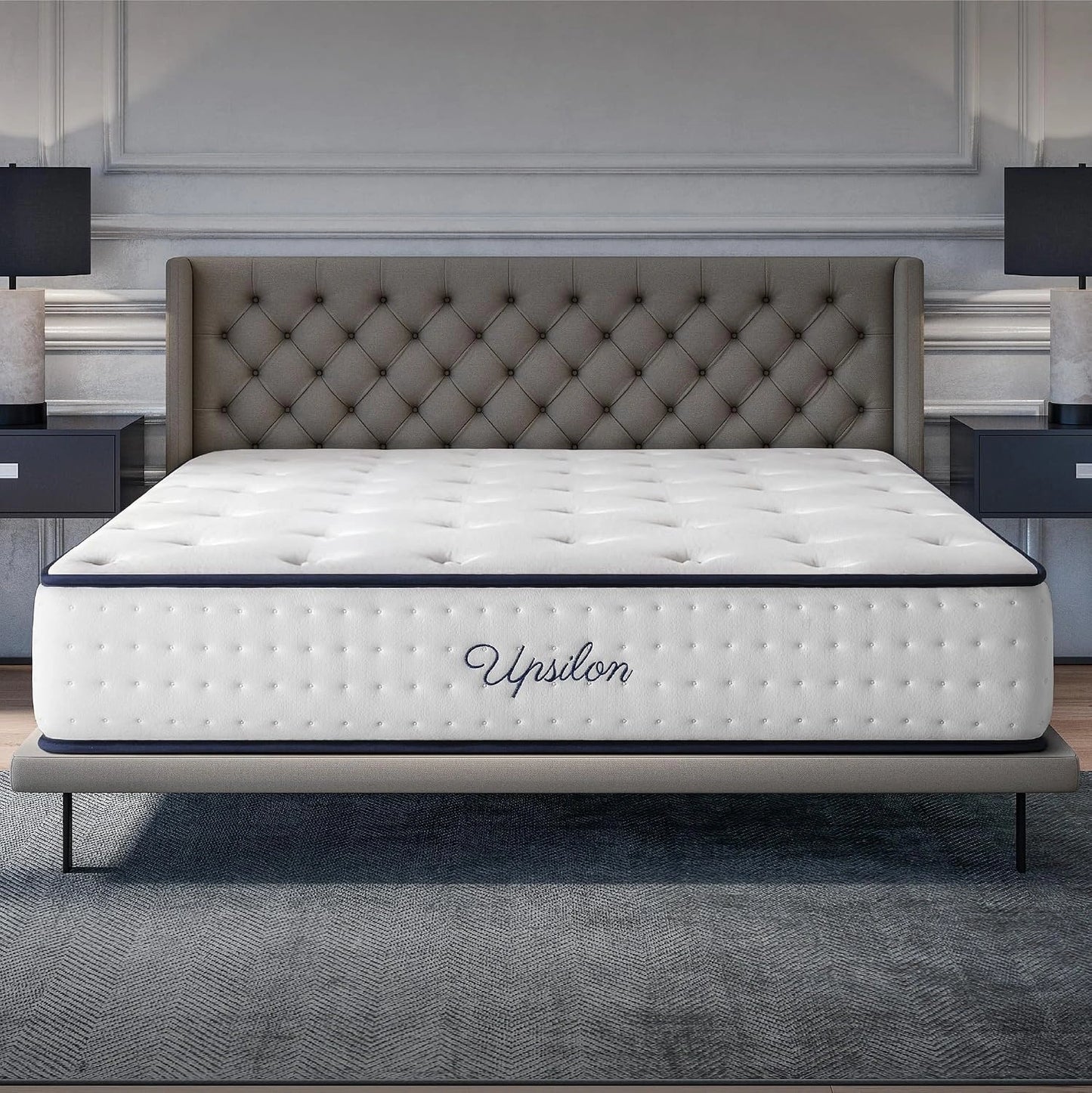 Matelas 160x200 en M¨¦moire de Forme avec Latex Bleu - 30 cm, Confort Ferme, 7 Zones, R¨¦versible